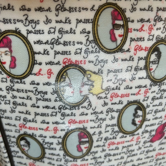 Lulu Guinness Boys & Girls Tote Black White w Black Rolled Patton Handles. - Picture 14 of 16